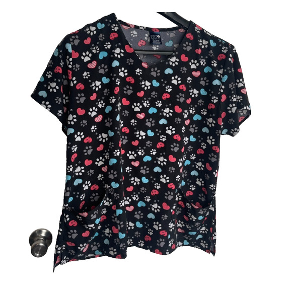 ZOE+CHLOE XL V-NECK PAW PRINT SCRUB TOP Medical - Picture 2 of 6